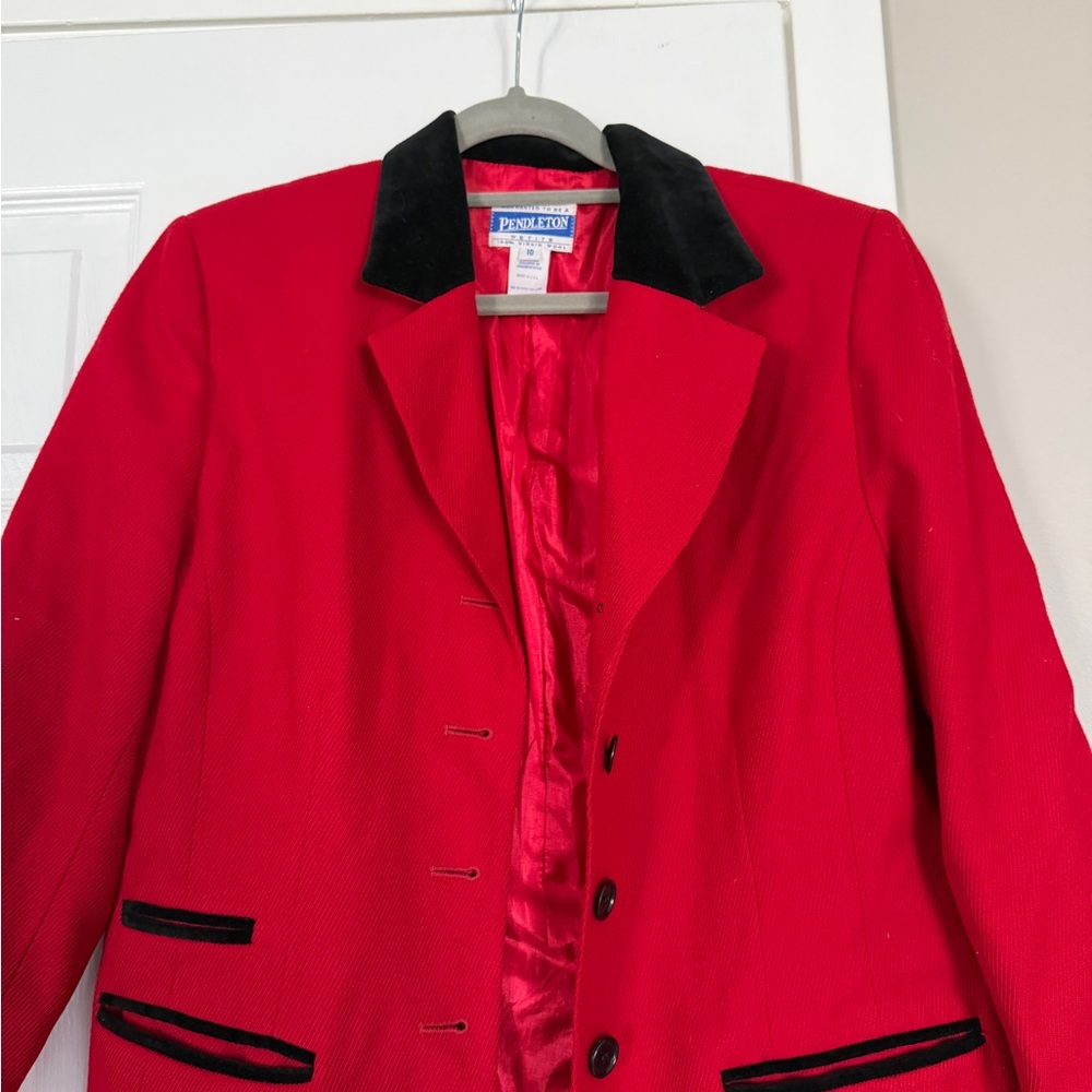 Pendleton 100% Virgin Wool Red Classic Petite Coa… - image 2